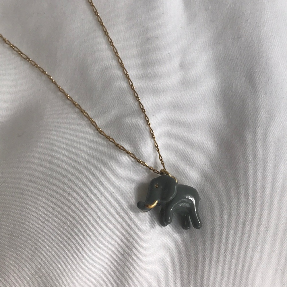 J Crew elephant pendant long chained necklace